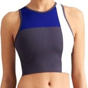 Derek Lam 10C Athleta collab Block Avenue blue grey white crop tank bra sz S